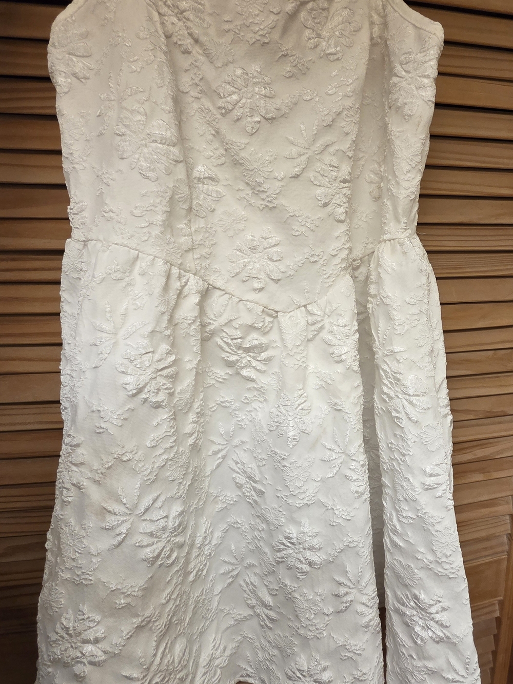White Textured Floral A-Line Dress